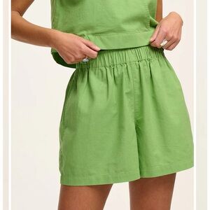 Jessie Shorts: ORGANIC COTTON & LINEN - Matcha Green - Matcha Green S (UK 8-10)